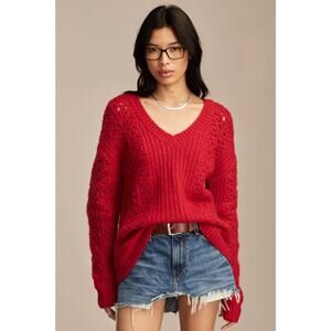 NWT Lucky Brand V Neck pointelle cable pullover sweater Ret. $90
